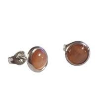 Stalen Kattenoog Oorbellen 8mm &acirc;&euro;&ldquo; Oranje/Rood -
