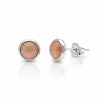 Stalen Kattenoog Oorbellen 8mm &acirc;&euro;&ldquo; Oranje/Rood -
