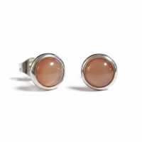 Stalen Kattenoog Oorbellen 8mm &acirc;&euro;&ldquo; Oranje/Rood -