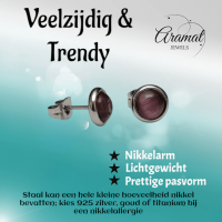Stalen Kattenoog Oorbellen 8mm &acirc;&euro;&ldquo; Paars -