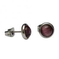 Stalen Kattenoog Oorbellen 8mm &acirc;&euro;&ldquo; Paars -