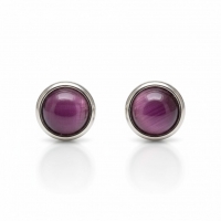 Stalen Kattenoog Oorbellen 8mm &acirc;&euro;&ldquo; Paars -