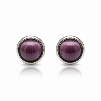 Stalen Kattenoog Oorbellen 8mm &acirc;&euro;&ldquo; Paars -