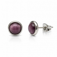 Stalen Kattenoog Oorbellen 8mm &acirc;&euro;&ldquo; Paars -
