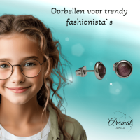 Stalen Kattenoog Oorbellen 8mm &acirc;&euro;&ldquo; Paars -