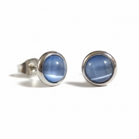 Stalen Kattenoog Oorbellen 8mm &acirc;&euro;&ldquo; Lichtblauw -