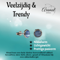 Stalen Kattenoog Oorbellen 8mm &acirc;&euro;&ldquo; Lichtblauw -
