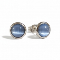 Stalen Kattenoog Oorbellen 8mm &acirc;&euro;&ldquo; Lichtblauw -