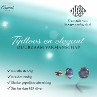 Stalen Kattenoog Oorbellen 8mm &acirc;&euro;&ldquo; Lichtblauw -