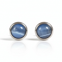 Stalen Kattenoog Oorbellen 8mm &acirc;&euro;&ldquo; Lichtblauw -