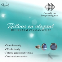 Stalen Kattenoog Oorbellen 8mm &acirc;&euro;&ldquo; Lichtblauw -