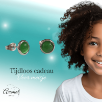 Stalen Kattenoog Oorbellen 8mm &acirc;&euro;&ldquo; Groen -