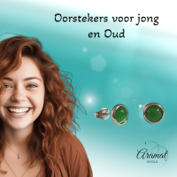 Stalen Kattenoog Oorbellen 8mm &acirc;&euro;&ldquo; Groen -
