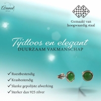 Stalen Kattenoog Oorbellen 8mm &acirc;&euro;&ldquo; Groen -