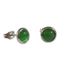 Stalen Kattenoog Oorbellen 8mm &acirc;&euro;&ldquo; Groen -