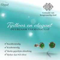 Stalen Kattenoog Oorbellen 8mm &acirc;&euro;&ldquo; Groen -
