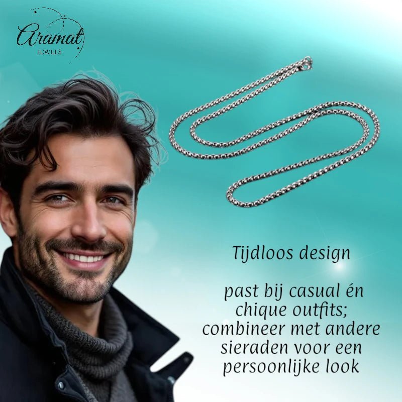 Stalen Jasseron Halsketting 50 cm &acirc;&euro;&ldquo; 3 mm - Dames