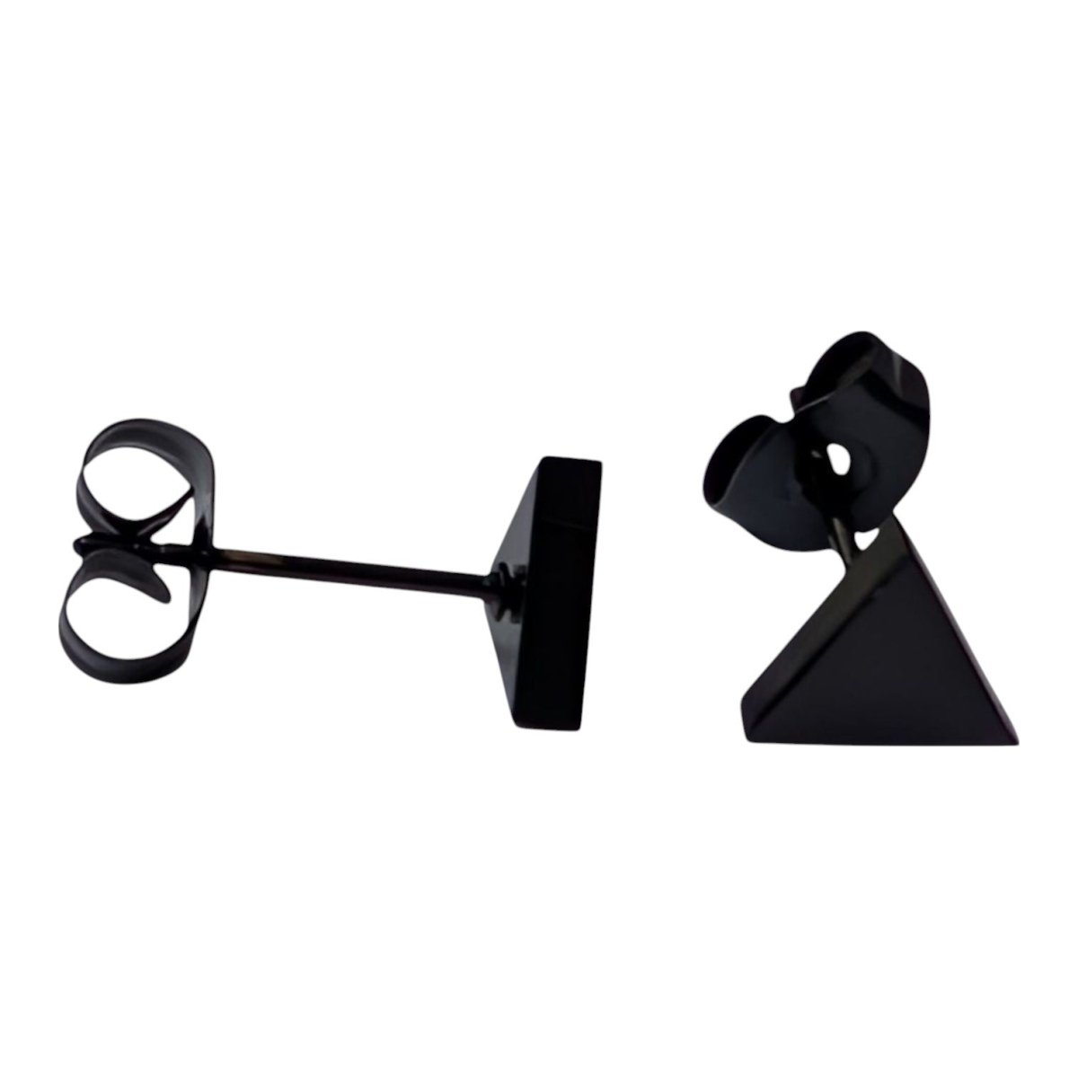 RVS Driehoek Oorbellen Zwart 7mm - Geometrische Oorstekers -