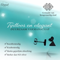 RVS Driehoek Oorbellen Zwart 7mm - Geometrische Oorstekers -