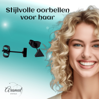 Stalen Oorbellen Driehoek Zwart &acirc;&euro;&ldquo; 5mm -