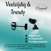 Stalen Oorbellen Driehoek Zwart &acirc;&euro;&ldquo; 5mm -