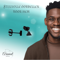 Stalen Oorbellen Driehoek Zwart &acirc;&euro;&ldquo; 5mm -