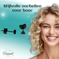 Stalen Oorbellen Driehoek Zwart &acirc;&euro;&ldquo; 4mm -