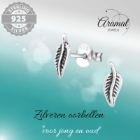 Zilveren Blaadje Oorbellen Antieklook &acirc;&euro;&ldquo; 9x3mm -