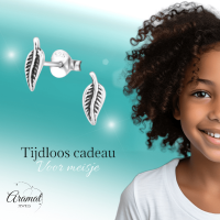 Zilveren Blaadje Oorbellen Antieklook &acirc;&euro;&ldquo; 9x3mm -