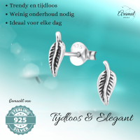 Zilveren Blaadje Oorbellen Antieklook &acirc;&euro;&ldquo; 9x3mm -