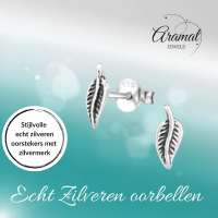 Zilveren Blaadje Oorbellen Antieklook &acirc;&euro;&ldquo; 9x3mm -
