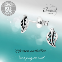 Zilveren Blaadje Oorbellen Antieklook &acirc;&euro;&ldquo; 7x4mm -