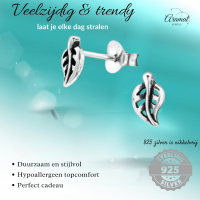Zilveren Blaadje Oorbellen Antieklook &acirc;&euro;&ldquo; 7x4mm -