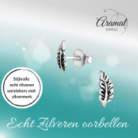 Zilveren Blaadje Oorbellen Antieklook &acirc;&euro;&ldquo; 8x3mm -