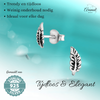 Zilveren Blaadje Oorbellen Antieklook &acirc;&euro;&ldquo; 8x3mm -