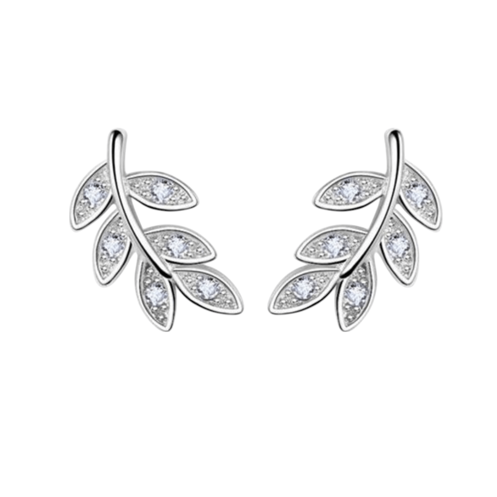 Zilveren Blaadje Oorbellen Zirkonia &acirc;&euro;&ldquo; 9x6mm -