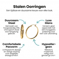 Goudkleurige XXL Stalen Oorringen met Ruitjes Motief 35mm -