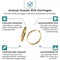 Goudkleurige XXL Stalen Oorringen met Ruitjes Motief 35mm -