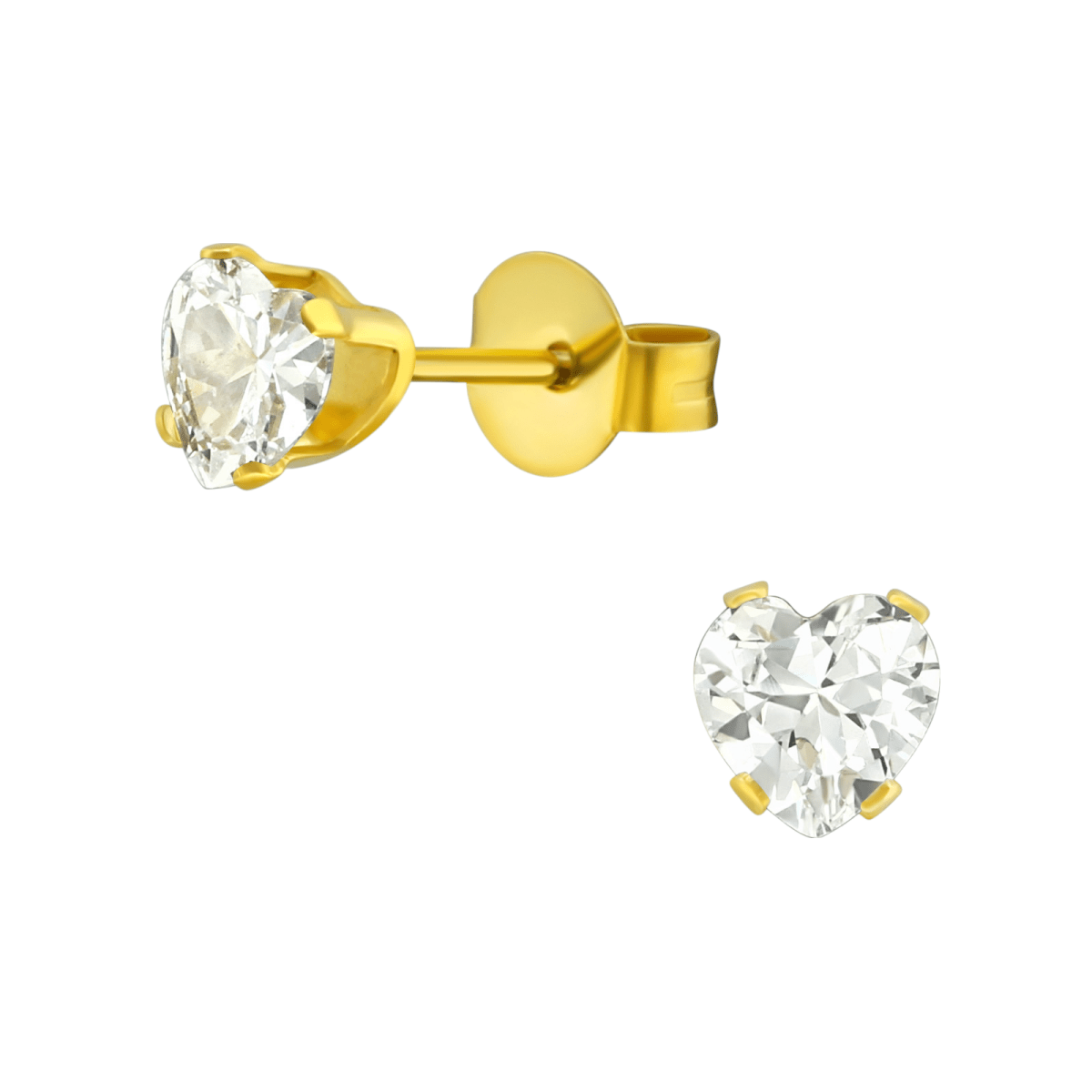 Zirkonia Hart Oorbellen Goudkleur &acirc;&euro;&ldquo; 5mm -