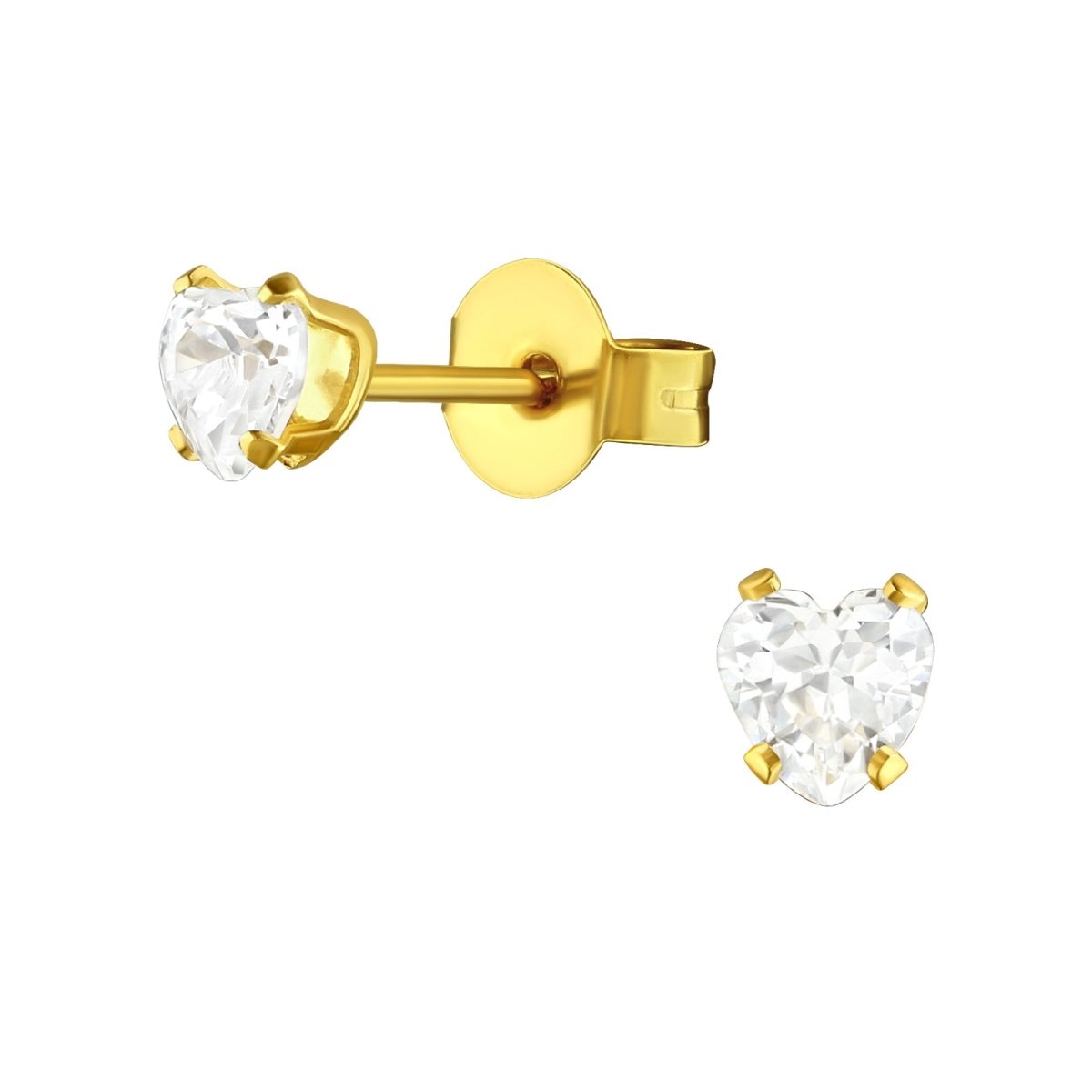 Zirkonia Hart Oorbellen Goudkleur &acirc;&euro;&ldquo; 4mm -