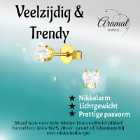 Zirkonia Hart Oorbellen Goudkleur &acirc;&euro;&ldquo; 4mm -
