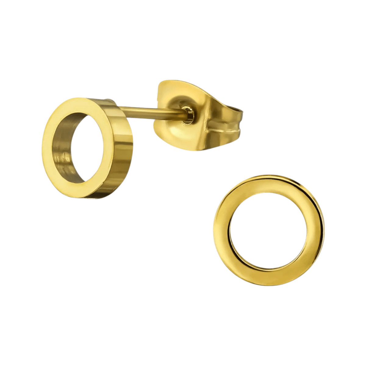 RVS Cirkel Oorbellen Goudkleur Open 10mm - Minimalistische Oorstekers -