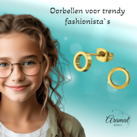 RVS Cirkel Oorbellen Goudkleur Open 10mm - Minimalistische Oorstekers -