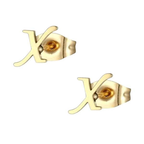 RVS Letter X Oorbellen Goudkleurig &acirc;&euro;&ldquo; Initiaal -