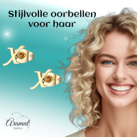 RVS Letter X Oorbellen Goudkleurig &acirc;&euro;&ldquo; Initiaal -