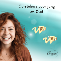 RVS Letter W Oorbellen Goudkleurig &acirc;&euro;&ldquo; Initiaal - Unisex