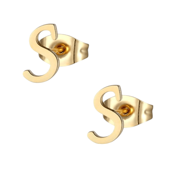 RVS Oorbellen Letter S &acirc;&euro;&ldquo; Goudkleurig &acirc;&euro;&ldquo; 10 mm -