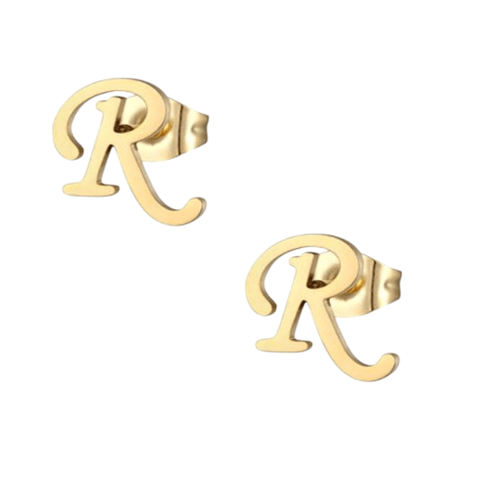 RVS Oorbellen Letter R &acirc;&euro;&ldquo; Goudkleurig &acirc;&euro;&ldquo; 10 mm -