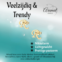 RVS Oorbellen Letter R &acirc;&euro;&ldquo; Goudkleurig &acirc;&euro;&ldquo; 10 mm -