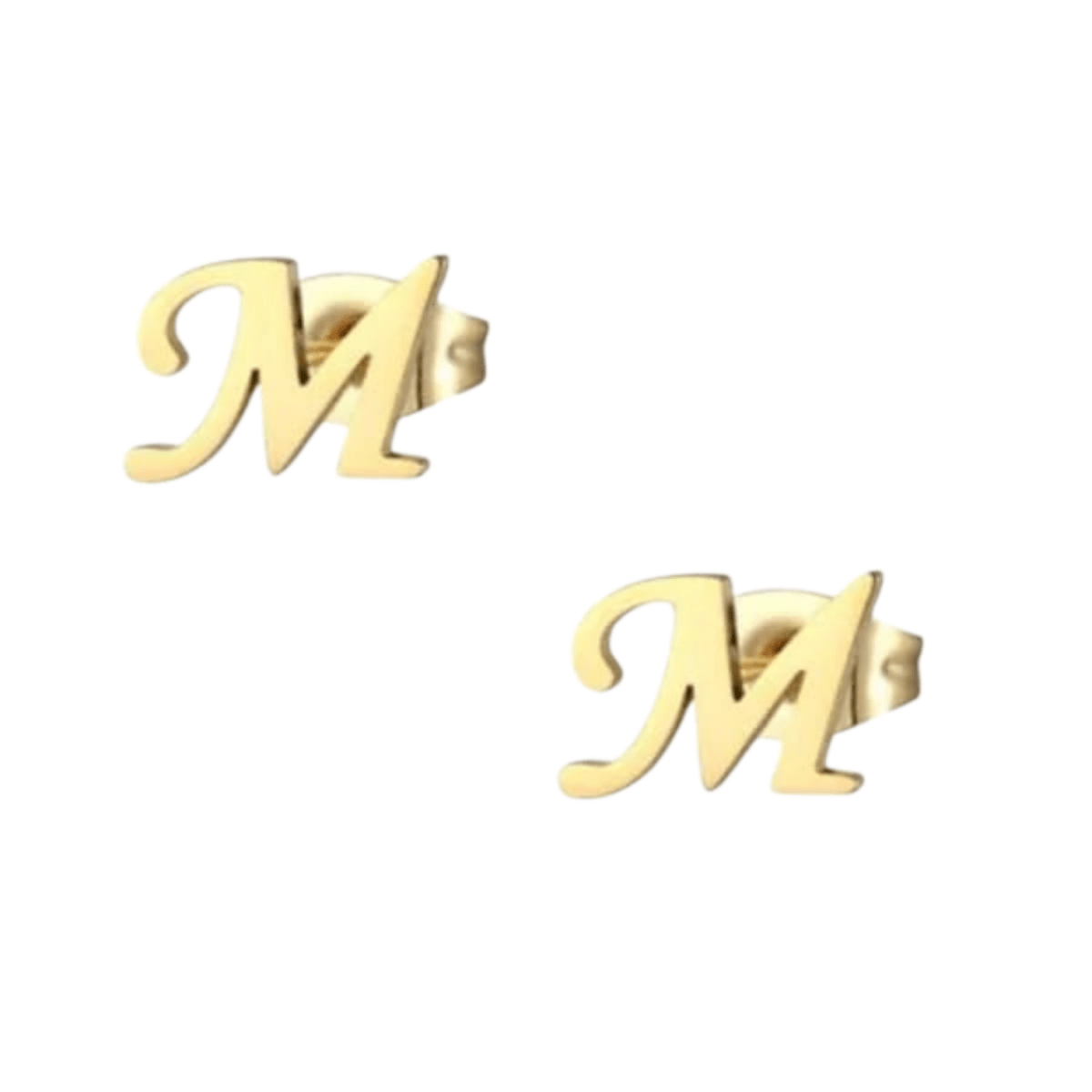 RVS letter M oorstekers goudkleurig -